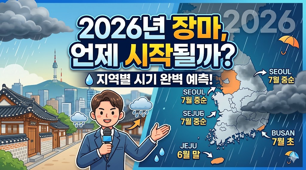 2026년 장마 기간 및 지역별 시작 시기&hellip;